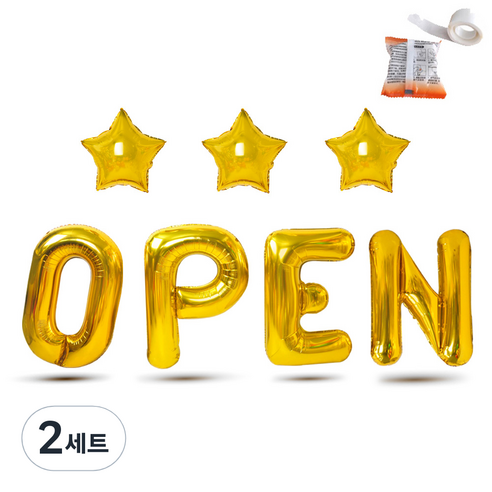 파티쇼 OPEN 은박풍선세트 + 글루닷 100p, 골드, 2세트
