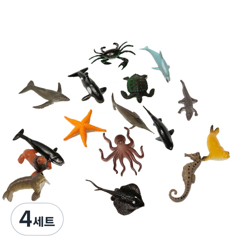 바니그라운드 하와이안 바다동물 미니 피규어 16종 세트, 4세트