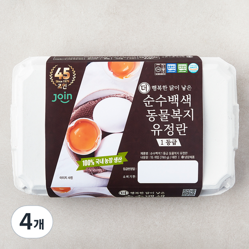 조인 동물복지 인증 1등급 백색유정란 780g, 4개, 15구