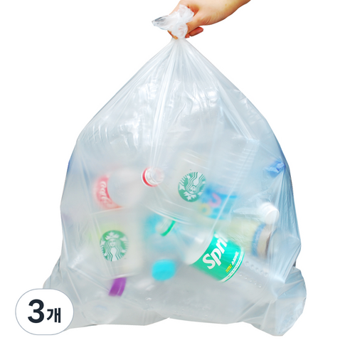 그린팩코리아 평판 쓰레기봉투 투명, 20L, 3세트
