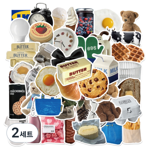특별한상점 캐리어 노트북 여행 방수 스티커 세트 FE079-50PCS, 버터, 2세트