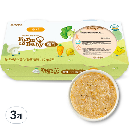 팜투베이비 레디 실온이유식 중기 홍메기살애호박톳죽, 220g, 3개