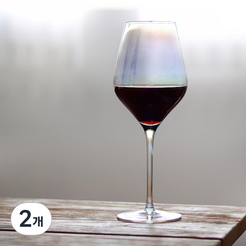 코지테이블 미스틱 오로라 프리즘 홀로그램 레드와인 글라스, 630ml, 2개