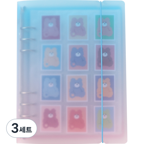 워너디스 A5 6공 띠부씰 바인더 세트, 03 블루핑크, 3세트