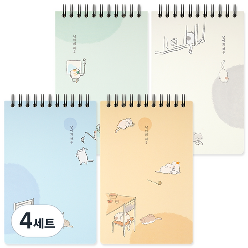 포포팬시 2500 냥이의 하루 상철 합지수첩 80매 4종 세트, 그린 + 옐로우 + 그레이 + 블루, 4세트