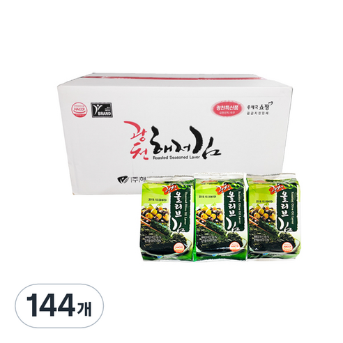 해저식품 광천해저김 올리브 3단 도시락 김, 4g, 144개