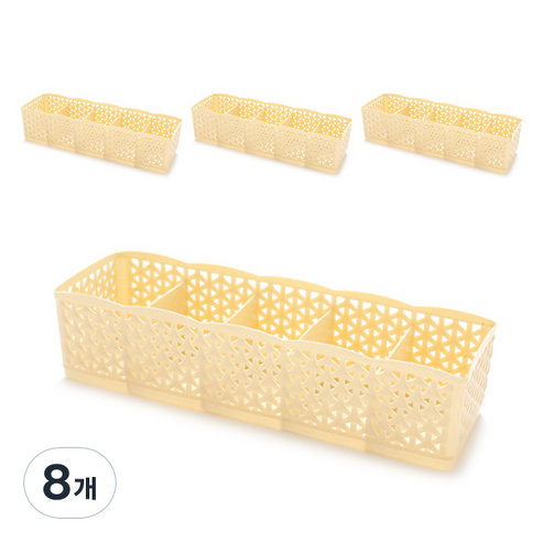 마켓감성 5칸 다용도 정리함, 옐로우, 8개