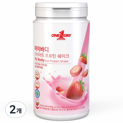 원데이뉴트리션 마이바디 다이어트 프로틴 쉐이크 딸기앤쿠키맛, 700g, 2개