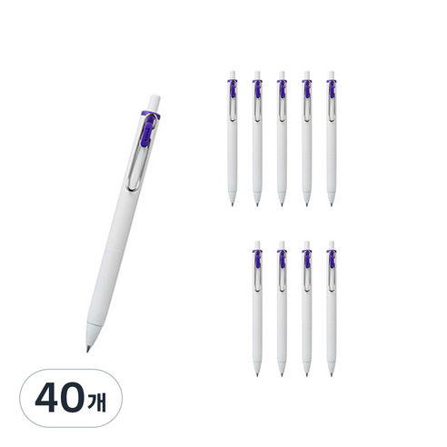 유니볼 원 중성 잉크펜 0.38mm, 로얄블루, 40개