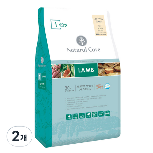 네츄럴코어 강아지 에코1 하이포알러제닉 기능성 사료 큰입자, 피부/피모, 2kg, 2개