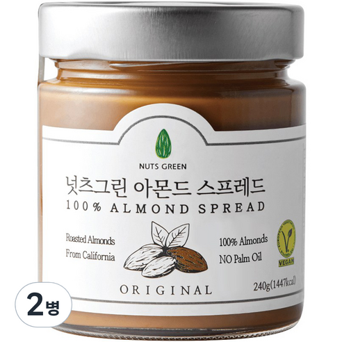 넛츠그린 아몬드 스프레드, 240g, 2개