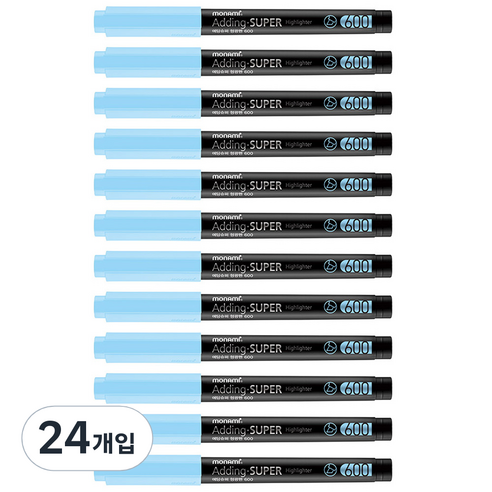 모나미 에딩슈퍼 600 파스텔 형광펜, 파스텔 블루, 24개입