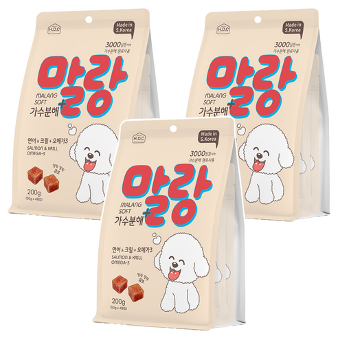 강아지 말랑소프트 가수분해 + 오메가3 간식 4p, 혼합맛(연어/크릴맛), 200g, 3개