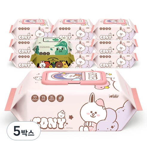 아이러브베베 라인프렌즈 드림프렌즈 코니 캡형 77매 10팩 +휴대용2팩 랜덤발송 세트, 5개