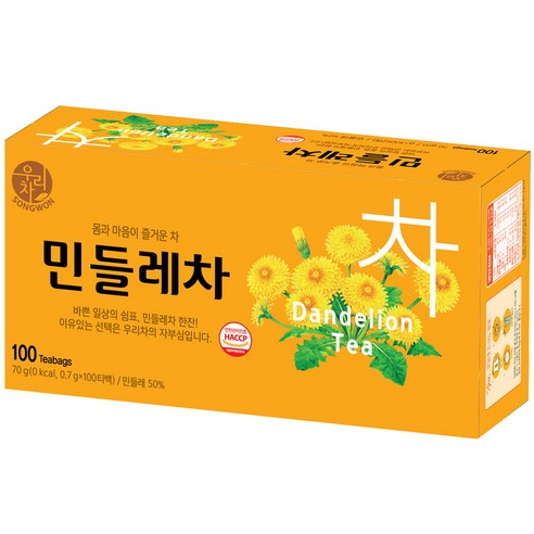 대용량 민들레차 티백 100개입 꽃잎차 Dandelion Tea 송원 티타임, 700mg, 1개