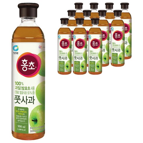 대상 청정원 홍초 풋사과, 900ml, 12개