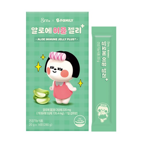 GRN 알로에 이뮨 젤리 플러스 14p, 280g, 1개