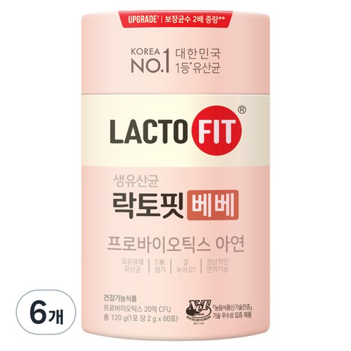 락토핏 생유산균 베베 60포, 120g, 6개
