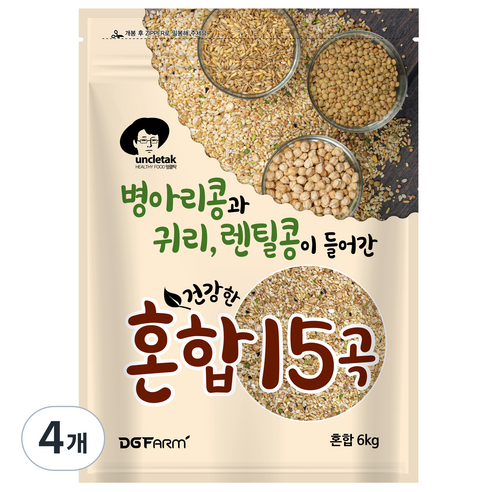 엉클탁 병아리콩과 귀리 렌틸이 들어간 혼합 15곡, 6kg, 4개