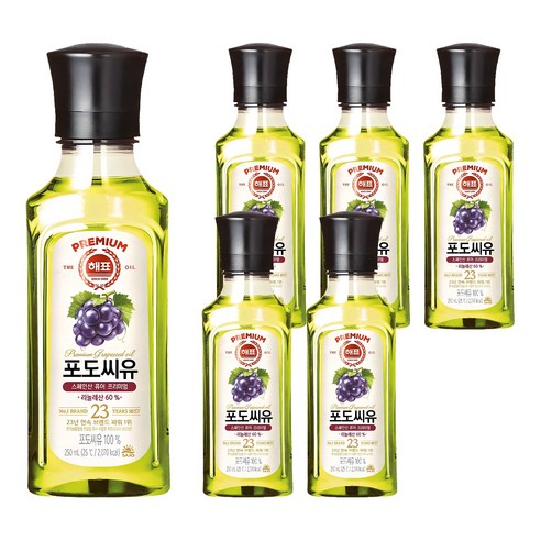 해표 포도씨유, 250ml, 6개