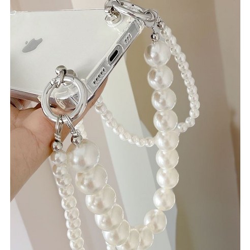 세련되고 내구성 있는 베리넷 진주 체인 스트랩 휴대폰 케이스