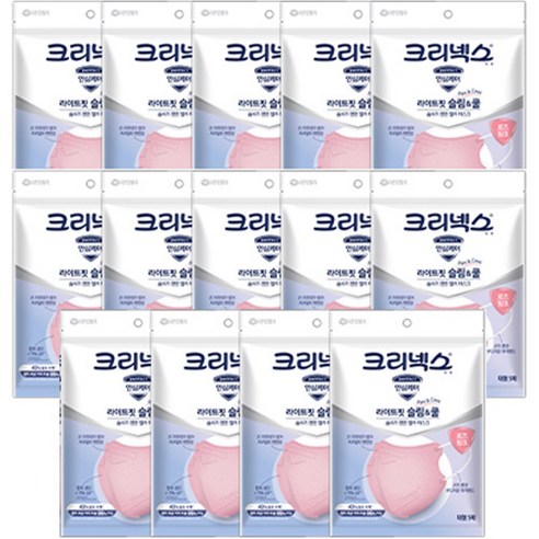 크리넥스 라이트핏 슬림앤쿨 마스크 대형 성인용, 5개입, 14개, 로즈핑크