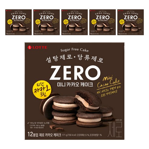 롯데제로 제로 카카오 케이크, 171g, 6개