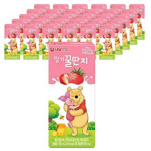 서울우유 딸기 꿀단지 멸균우유팩, 180ml, 24개