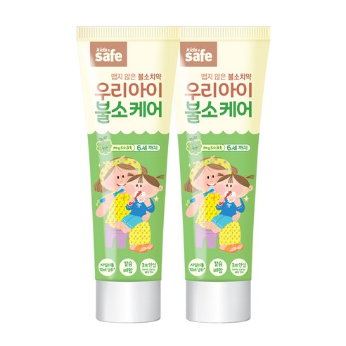 키즈세이프 우리아이 불소케어 치약 1~6세, 60g, 2개