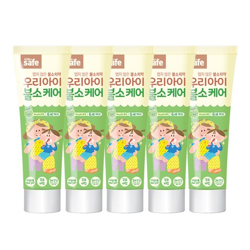키즈세이프 우리아이 불소케어 치약 1~6세, 60g, 5개