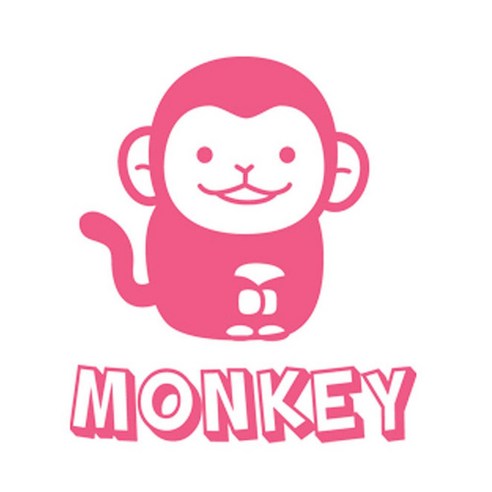 디자인수풀 그래픽스티커 동물농장, 원숭이(핫핑크