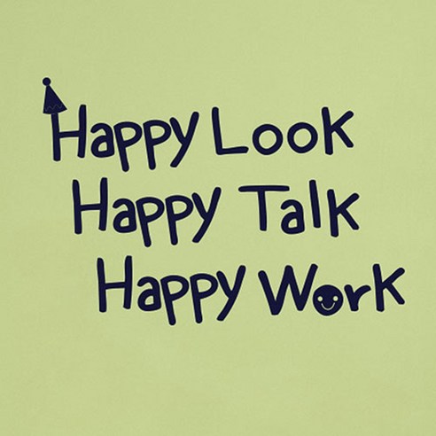 캘리그라피 포인트스티커 Happy LTW, 군청색