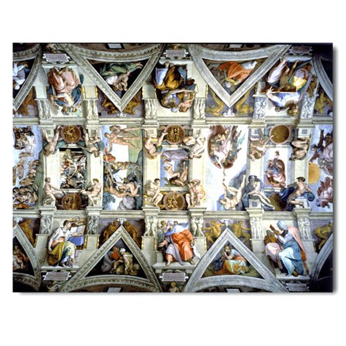 렉스데코 미켈란젤로 시스티나 예배당 천장화 캔버스액자, 혼합색상