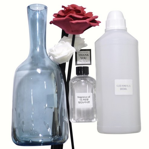 디퓨저KIT 버블꽃병 레드로즈, 자연향 펌킨&시나몬, 1.3L