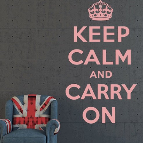 시트로 Keep calm and carry on 스티커 L, pale핑크_레터링