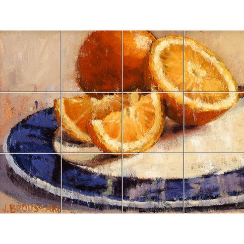 Static-389 파란색 접시위에 올려진 오렌지 30 x 30 cm 12장, 혼합 색상, 1세트
