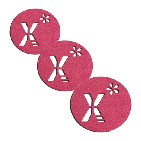 레이저 커팅 펠트컵받침 이니셜 X 3개, 핑크