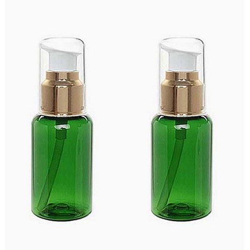 병도매닷컴 DT50 에센스 용기, 용기 (녹색투명), 캡 (골드), 2개