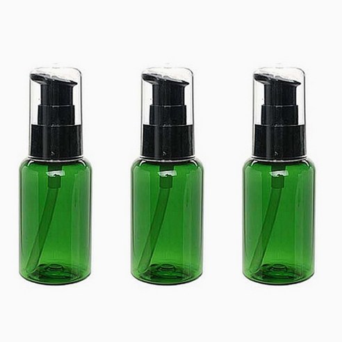 병도매닷컴 DT50 에센스 용기, 용기 (녹색투명), 캡 (검정), 3개