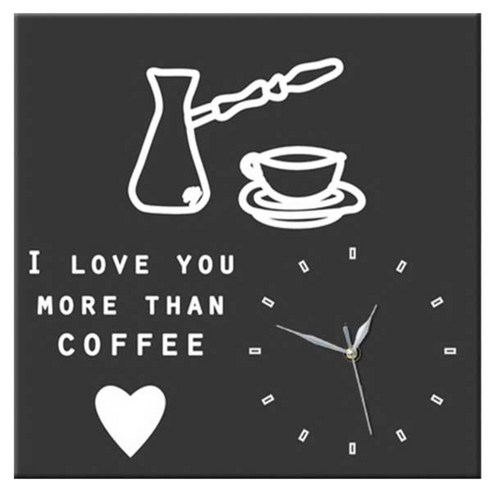 꾸밈 커피보다사랑 노프레임벽시계, C타입 블랙