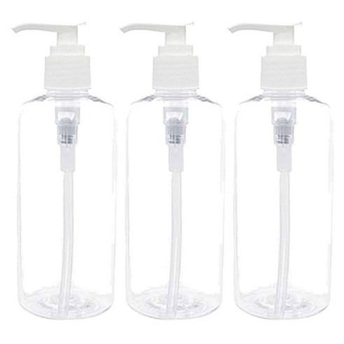 병도매닷컴 DTB300 용기 + 디스펜서 세트 3개, 용기(투명), 캡(흰색), 300ml