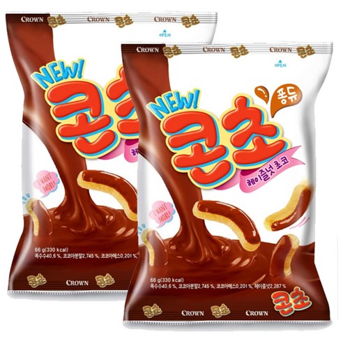 크라운 콘초 헤이즐넛초코 과자, 66g, 2개