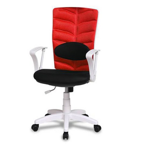 체어클럽 오피스요추V5-2 기본형 화이트바디 메쉬원단 의자, 레드