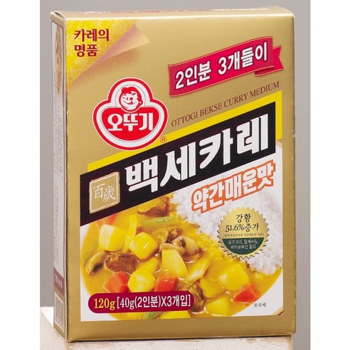 오뚜기 백세카레 약간매운맛, 40g, 3개