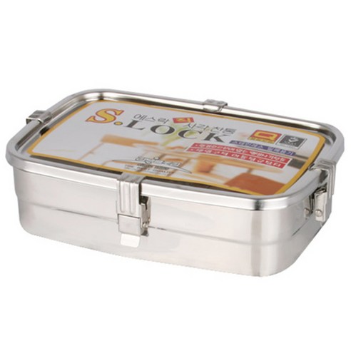 리빙글로리 에스락 직사각 스테인레스 찬통, 1000ml, 1개