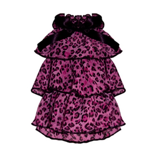 퍼피엔젤 반려견용 럭셔리 호피 캉캉 드레스 DR-147, 핑크