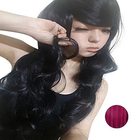 데일리가발 하라주쿠 코스프레 애니메이션 가발 패션 가발 긴 곱슬 머리 색 가발, 13 옅은빨강, 1개