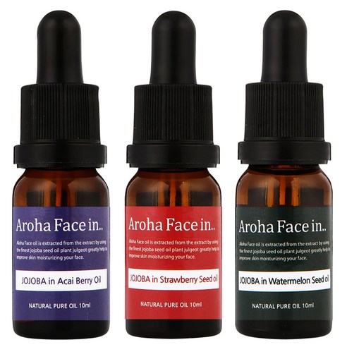 아로하트리즈 아로하페이스인 오일 세트, 아사이베리 10ml + 딸기씨드 10ml + 수박씨드 10ml, 1세트