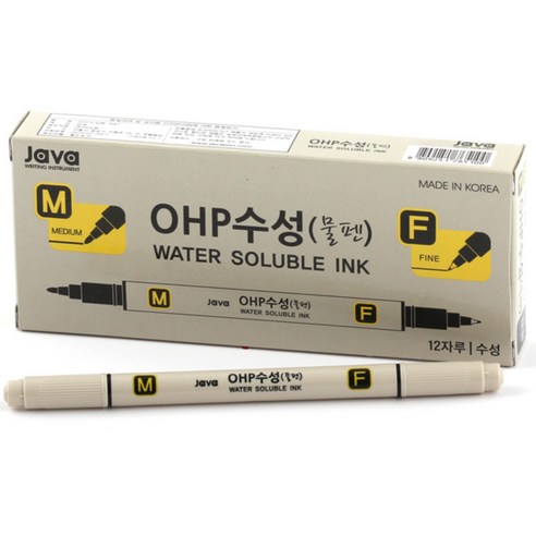 자바펜 OHP수성펜 M앤F, 검정, 12개
