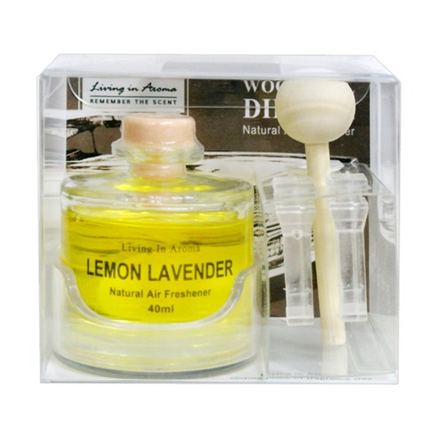 리빙인아로마 차량용 우드볼 디퓨저 40ml, 레몬라벤더